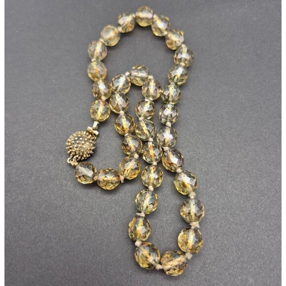 Ciner Vintage Glass Faceted Beads Collar Necklace Gold Tone Hidden Box Clasp 17" - Picture 4 of 6